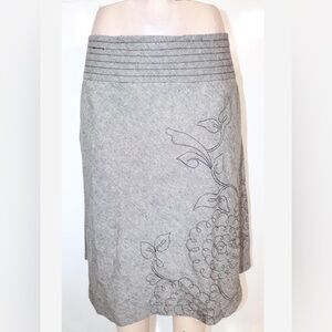 KIM ROGERS Signature Bland Linen/Cotton Embroidery Skirt size 12